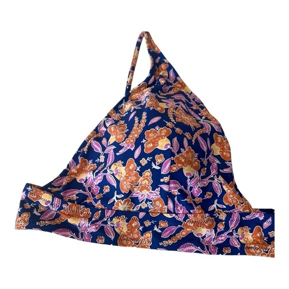 J. Crew Plunge bikini top in painted block print Size 3X Navy Orange Floral NWT - Picture 9 of 14